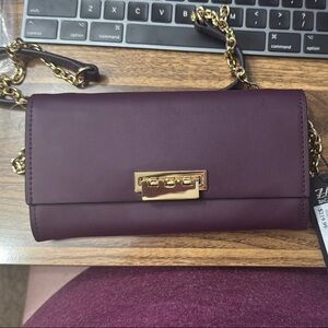 ZAC Zac Posen Purple Clutch with Gold Accents